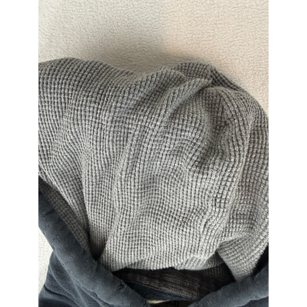 Abercrombie & Fitch Hoodie Mens Medium Blue Waffle Lined Distressed Pullover AF - Picture 8 of 9